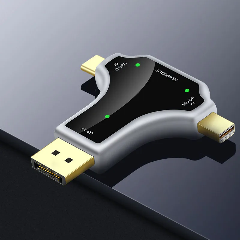 3 в 1 Многофункциональный преобразователь поддерживает 4K DP + Mini USB C к HDMI x 2K