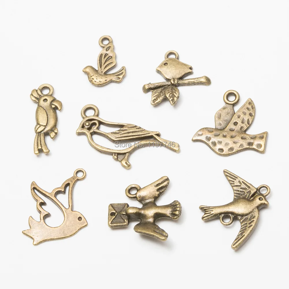

Animal Metal Pendant Bronze Tone Peace Dove Bird Swallow Parrot Charms diy Bracelet Necklace Jewelry Making for Women 10pcs