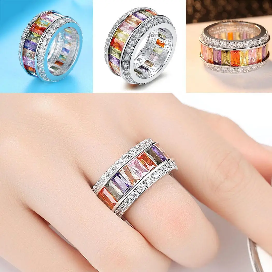 Women Fashion Simple Multicolor Rhinestone Ring Gifts Casual 1.2cm/0.5inch Alloy | Украшения и аксессуары