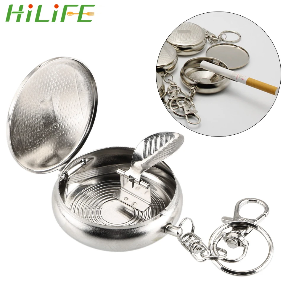 Портативная пепельница HILIFE из нержавеющей стали для автомобильной сигареты с