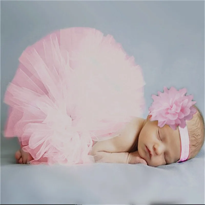 

2Pcs Newborn Baby Headband flower+Tutu Skirt Girls Photographic Prop Outfits 2019 New Hot Sale Cotton Cute Fashion