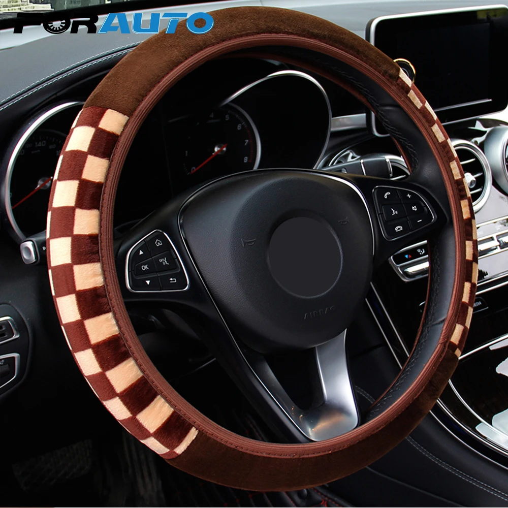FORAUTO плюшевая ткань чехол рулевого колеса автомобиля Авто украшения авто чехлы