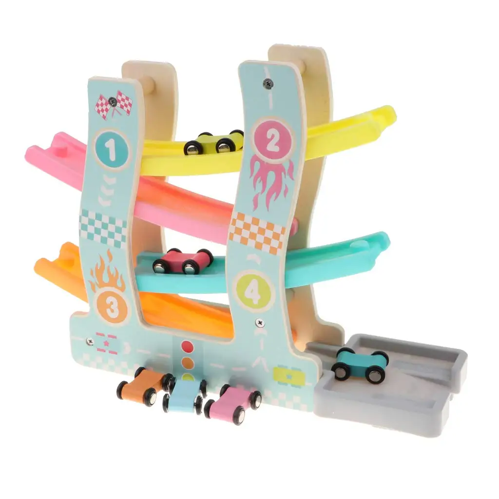 4-Layer Car Track Ramp with 6pcs Race Cars Toy for Kids Birthday Gift