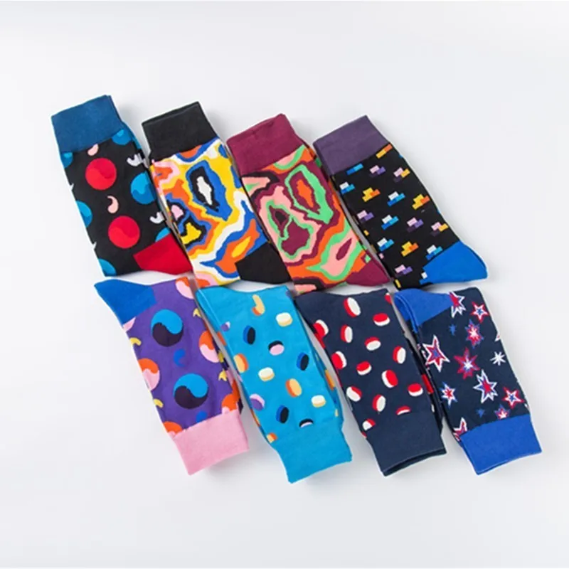 Fashion Harajuku Original 8 Colors Men's Socks Cotton Colorful Dress Happy Novelty Flower Patterned Hip Hop Men Sock Gift | Мужская