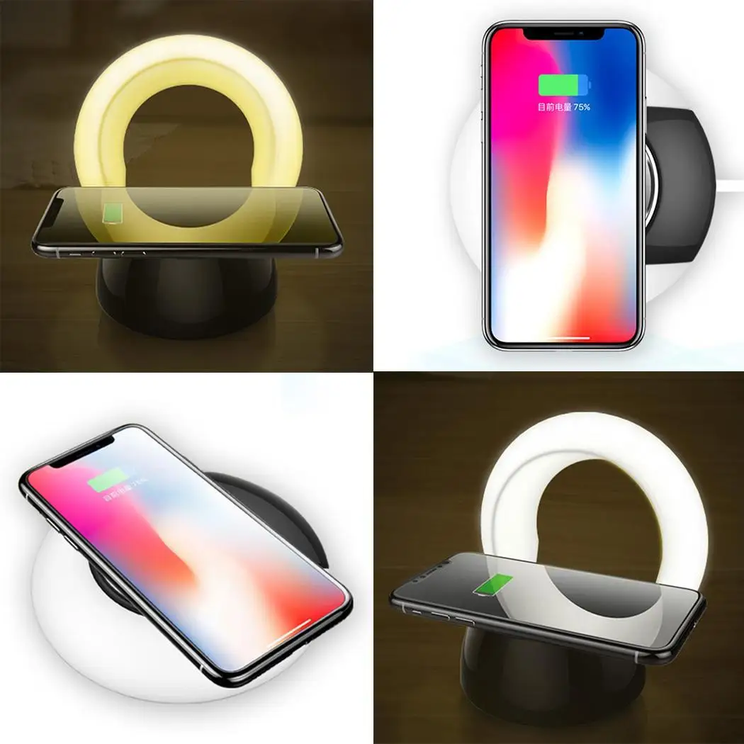 QI Беспроводное зарядное устройство умная Ночная подсветка для IPhone X/8 мобильного