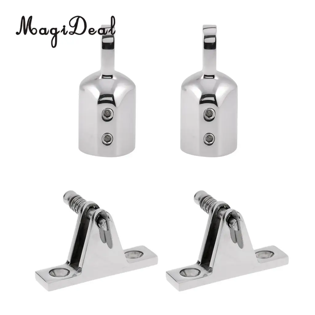

MagiDeal 2 Pieces Durable Marine Boat Deck Hinge with 2 Pieces Eye End Cap Bimini Top Fitting for Kayaking Canoeing Accessories