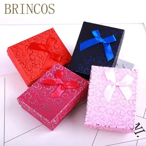 Коробка для упаковки ювелирных изделий, сердца, ожерелья, сережек, колец, Лидер продаж, бумажная Подарочная коробка, органайзер, коробки с губкой, подарочные браслеты бант, золото 2019, Новинка
