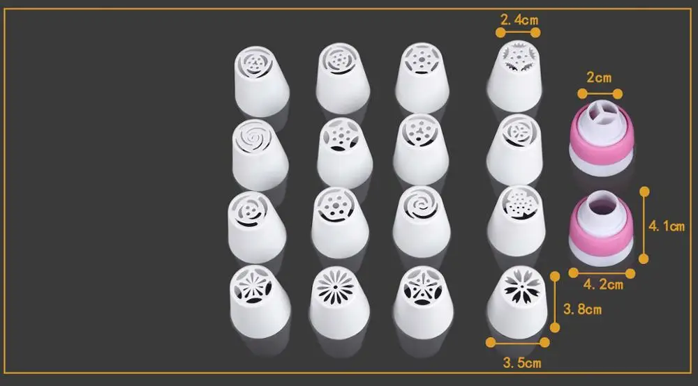 18 шт./компл. торта декоратор крем Cookie 16 + 2 конвертер русский Пластик украшения Рот
