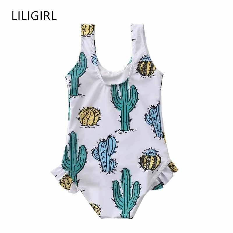 LILIGIRL/Новинка 2020 года Комплекты детской одежды Купальный костюм с рисунком для