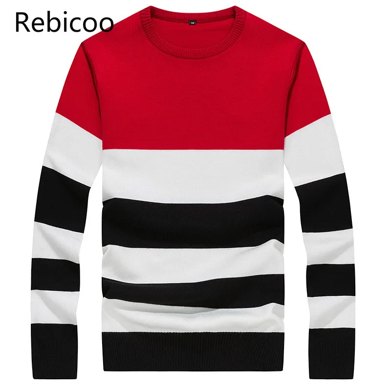 

Мужской свитер с круглым вырезом на осень и зиму, вязаный свитер в полоску для мужчин, верхняя одежда, M-5XL, DA851