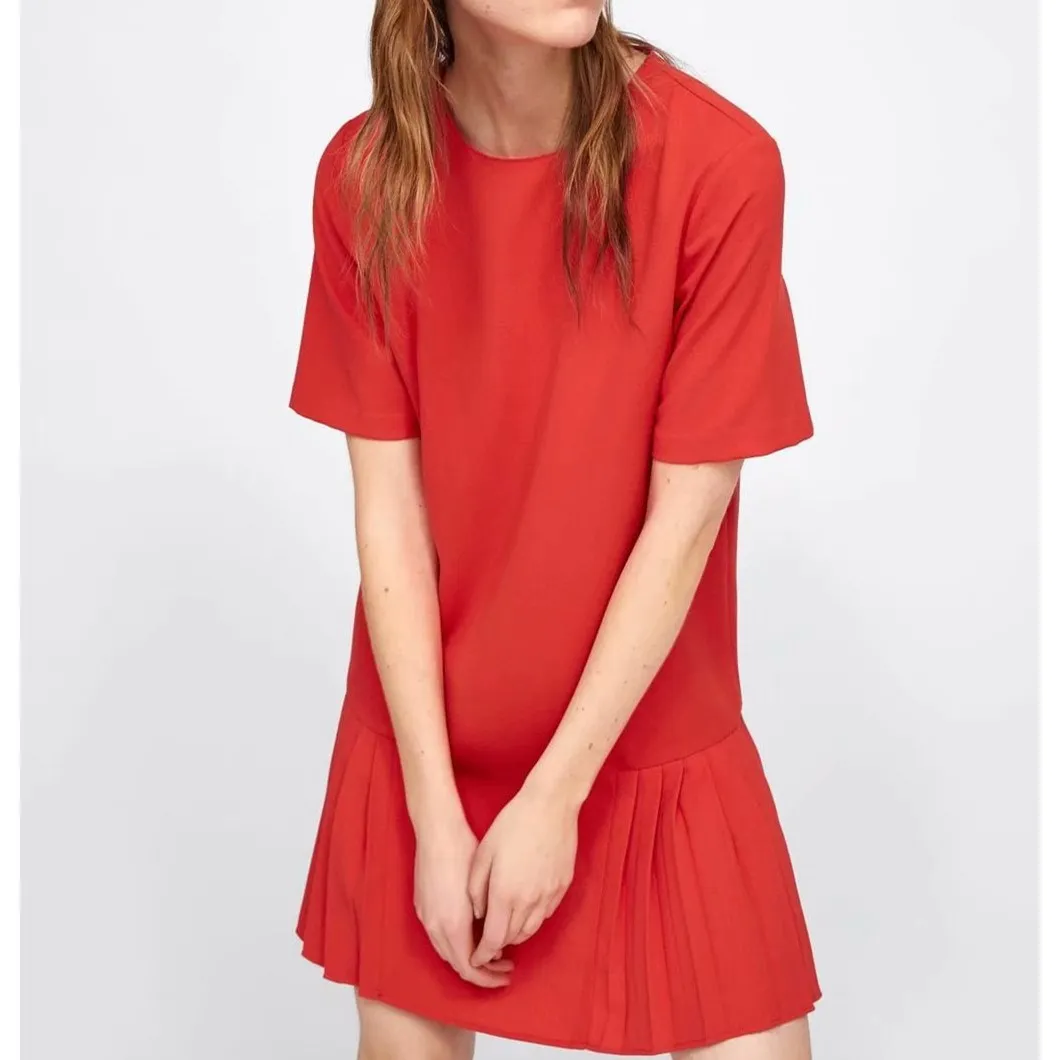 Весна Лето Новое Женское прямое платье с О образным вырезом 2019 модное