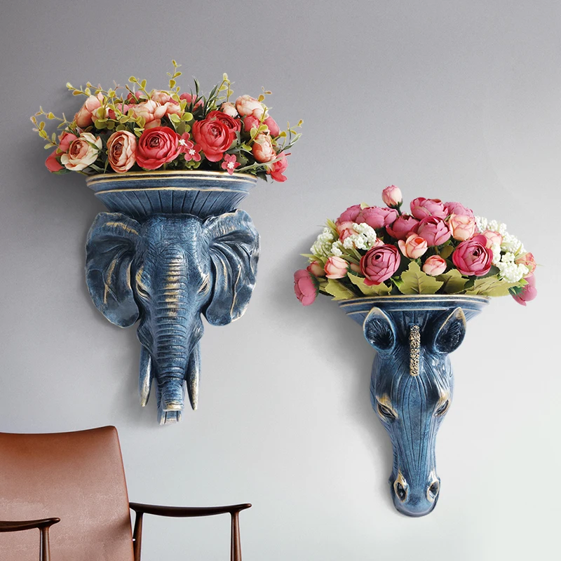 Настенная ваза из смолы с изображением головы животного домашнее украшение