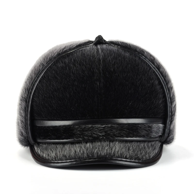 MTTZSYLHH winter thick flat top aviator hat high quality snow cap with long earmuffs artificial leather outdoor warm men free sh