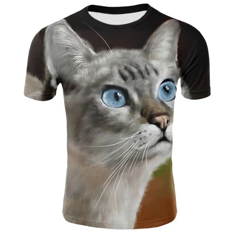 Футболка Мужская/женская с 3d принтом двух кошек крутая тенниска коротким рукавом