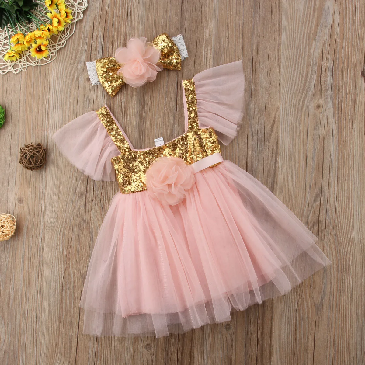 Pudcoco Baby Girls Kids Sequins Flower Dresses Birthday Princess Pageant Formal Party Gown Tutu Dress Clothes 0-3Y | Детская одежда и