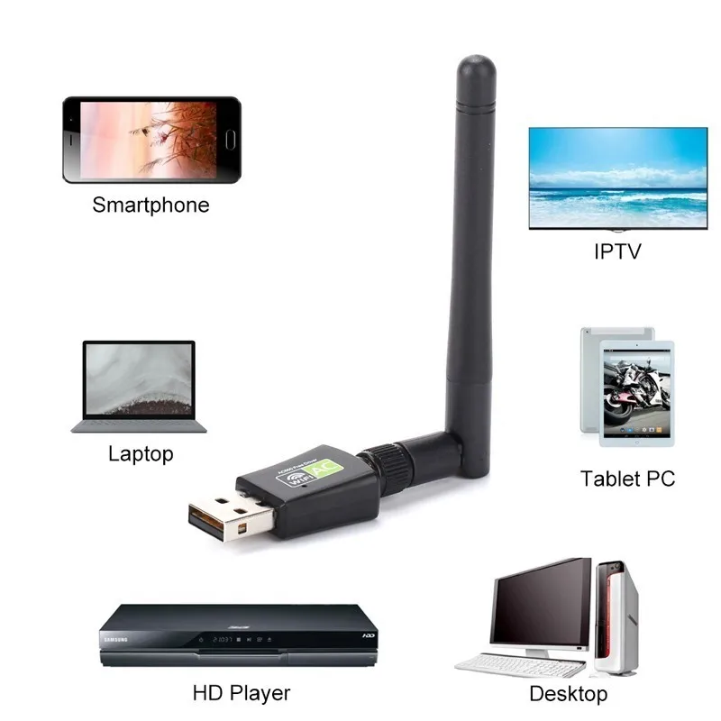 WiFi адаптер 600 Мбит/с USB беспроводной двухдиапазонный Wi Fi с антенной Бесплатный