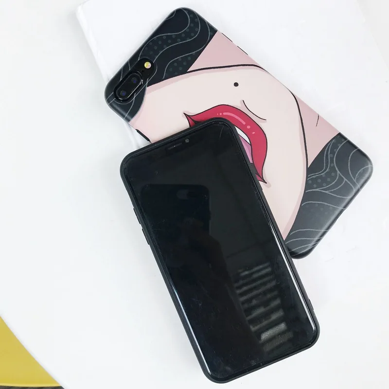 STROLLIFE Interesting Selfie Phone Case For iPhone8 7 6s Plus XS Max Sexy Red Lip Cover iPhone XR X Soft IMD Back Shell |