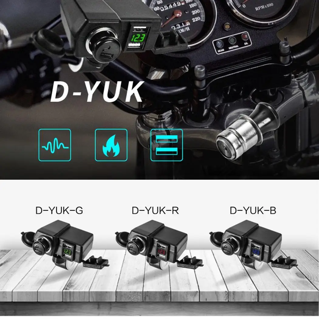 Светодиодный двойной USB мотоцикл мобильный телефон зарядное устройство с