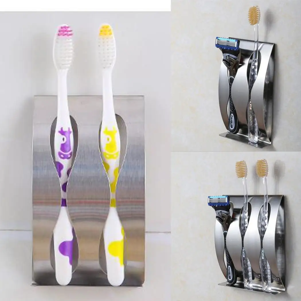 Wall Mount Toothbrush Holder 3/2 Hook Self Adhesive 150g(2 holes) 210g(3 Bathroom Accessories Silver | Дом и сад