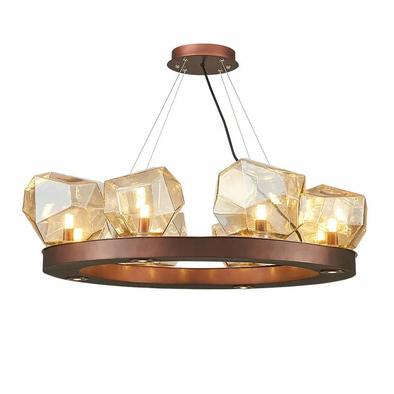 RH Американский Lustre медный цветной светодиодный подвесной светильник Glass Shades для