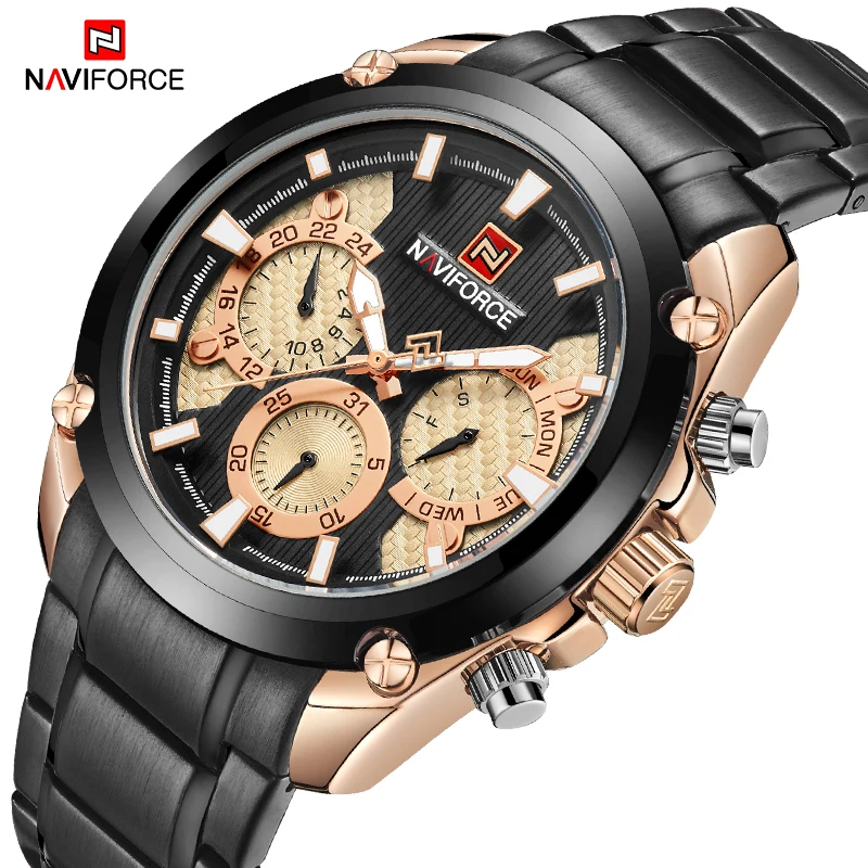 Часы NAVIFORCE мужские модные кварцевые стальные армейские спортивные