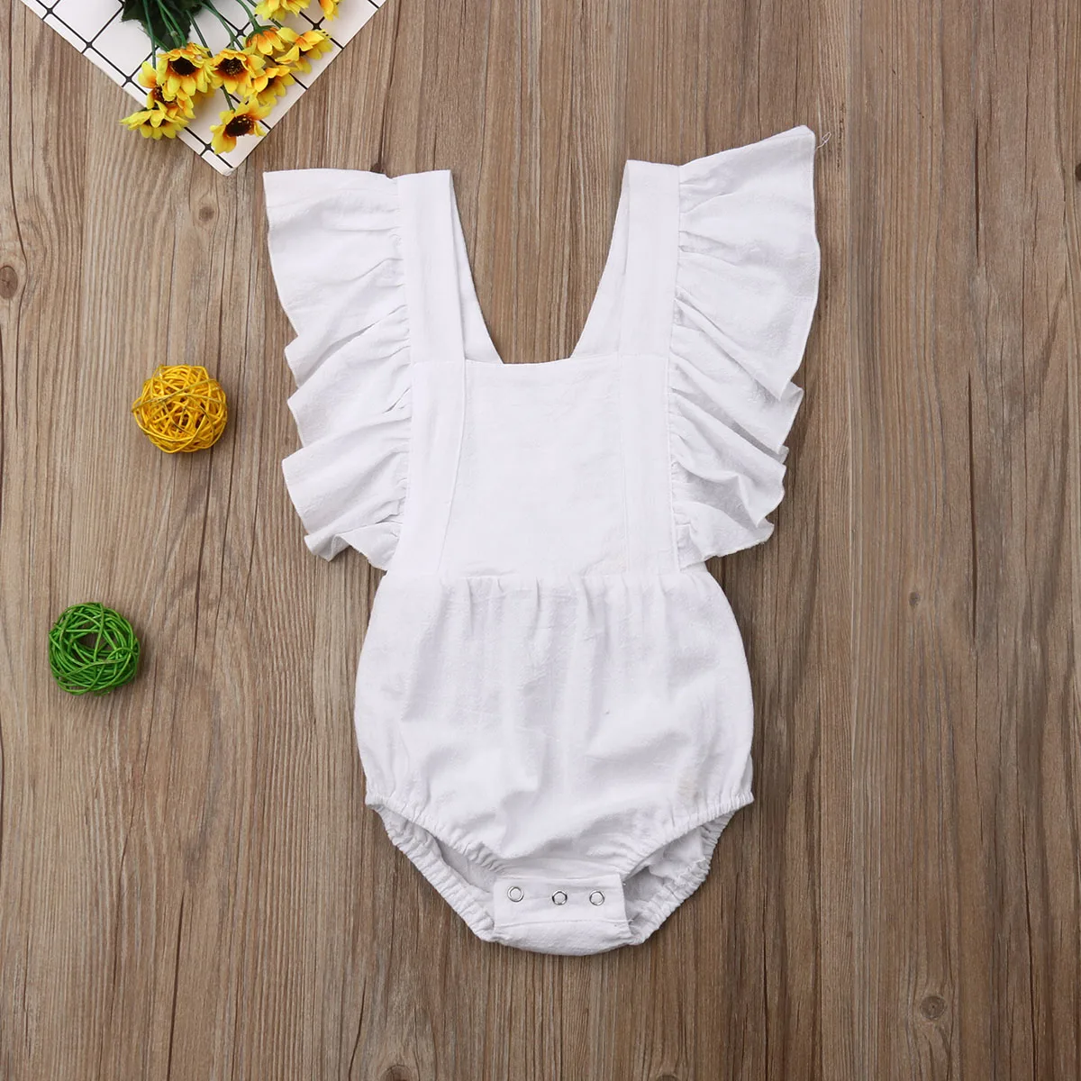 Детское боди с коротким рукавом открытой спиной и оборками|Боди для малышек| |