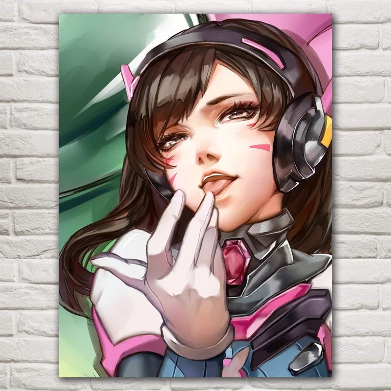Модульная Картина на холсте для домашнего декора 1 шт. Blue D.Va Overwatch игровая картина