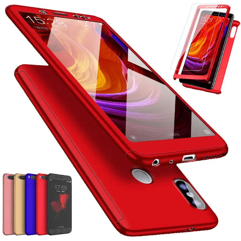 360 градусов противоударный чехол для телефона Xiaomi mi 8 A2 5S A1 Pocophone F1 с Стекло Red 6 6A 5