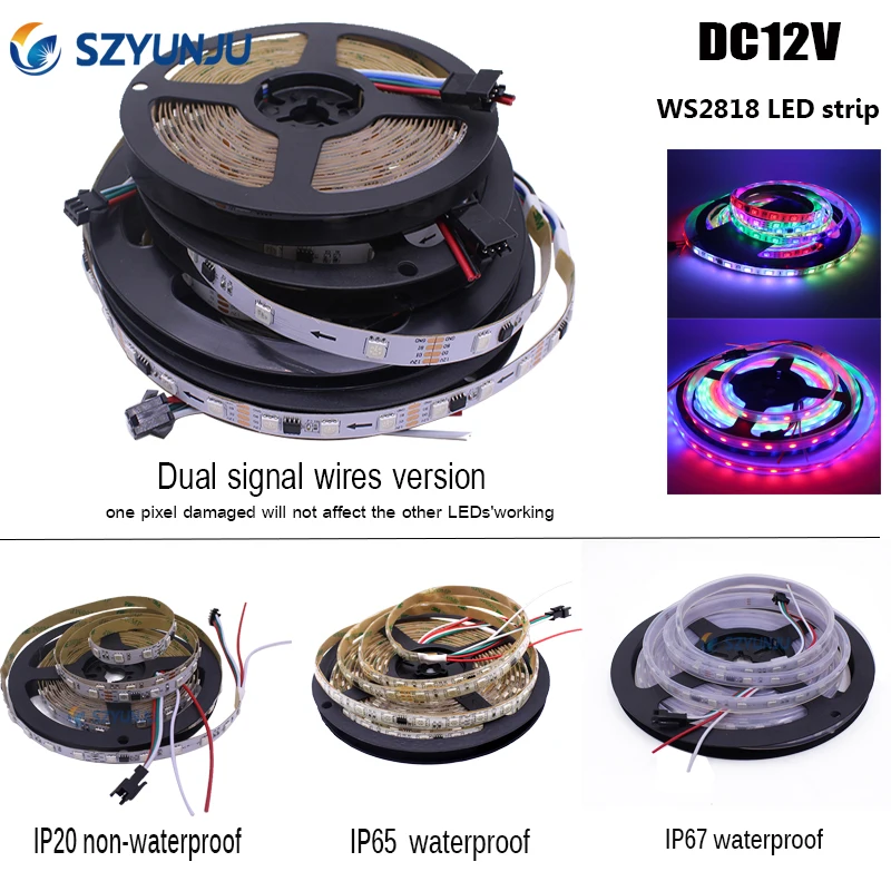 Светодиодная лента WS2818 IC полноцветная 12 в пост. Тока 5050 RGB 30 60