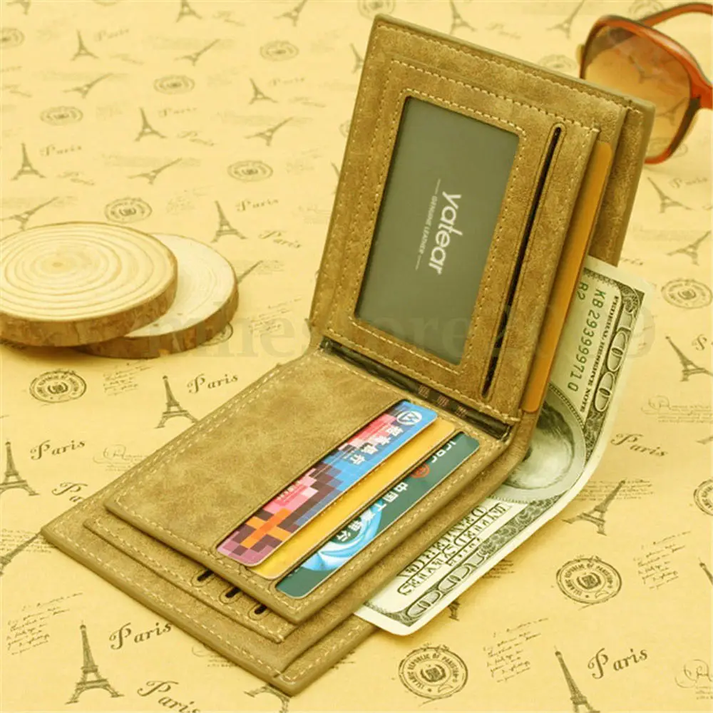 2018 New Style Hot Fashion Men's PU Leather Wallet Letter Pocket Patchwork Card Clutch Short Mini Wallets | Багаж и сумки