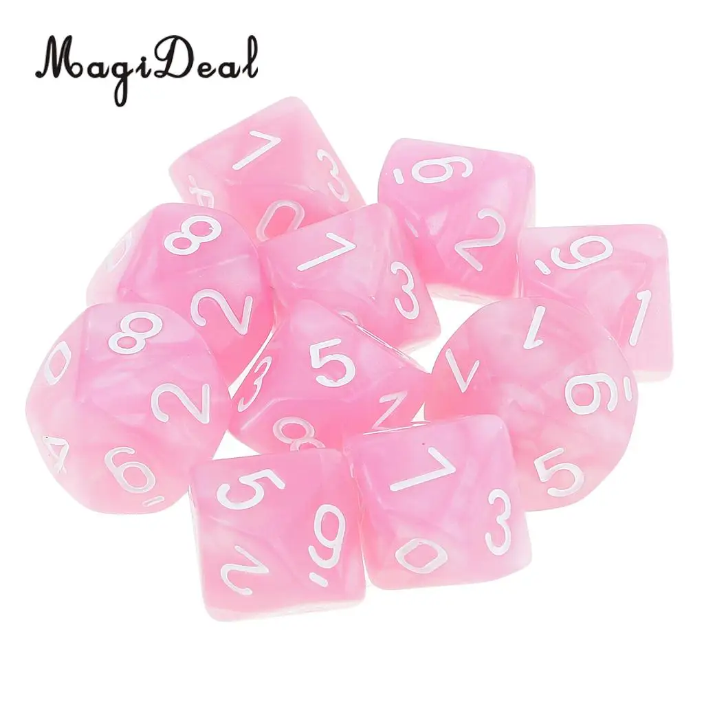 10 шт. двусторонних игральных костей MagiDeal D10 многогранные игральные кости для