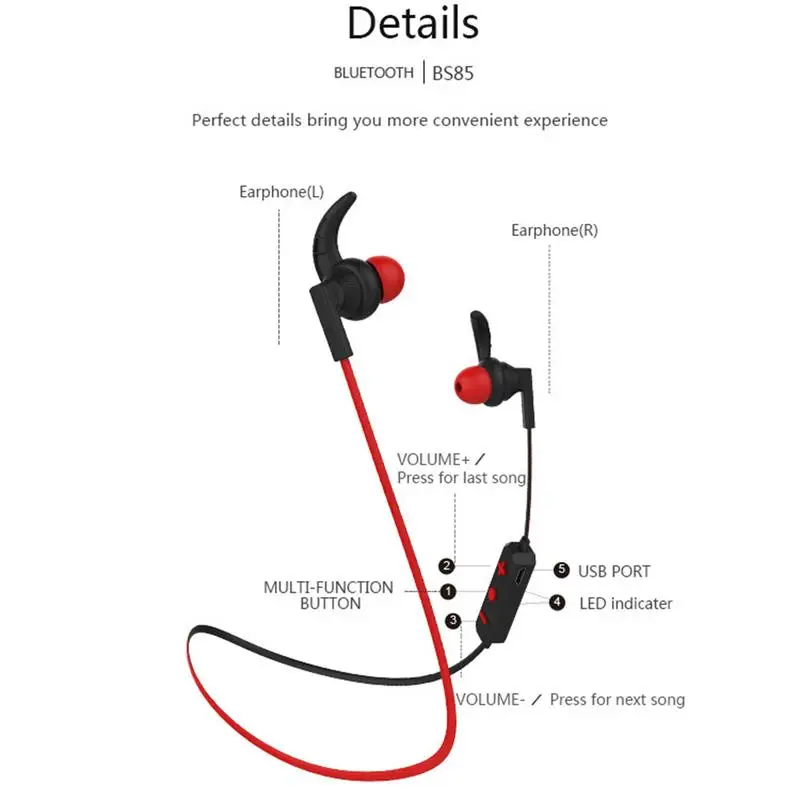 Langsdom Bluetooth гарнитура BS85 наушники-вкладыши для бега наушники беспроводная