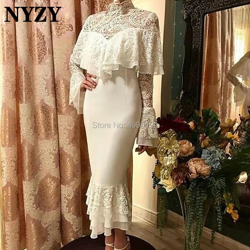 NYZY C104 сдержанное вечернее платье с высокой горловиной искусственное
