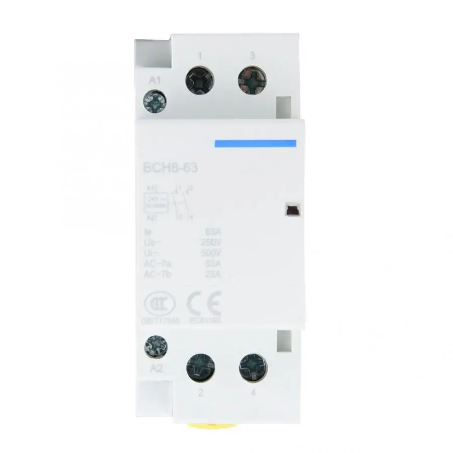Магнитный контактор 2P 63A 24V 220V/230V 50/60Hz AC для дома din рейку 1NO 1NC бытовой ac модульный