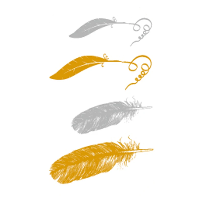 

Wyuen Metallic Gold Silver Feather Fake Tatoo Body Art Temporary Tattoos Flash Tattoo Women Body Art Tattoo Stickers TX-033