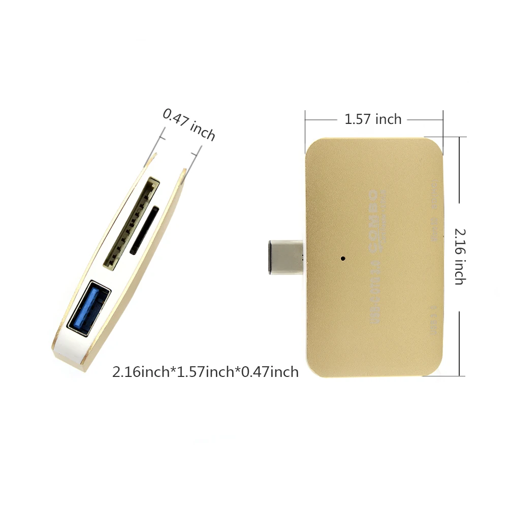 CHYI 3 в 1 USB Type C концентратор OTG USB3.0 с устройство для чтения карт SD TF сплиттер адаптер