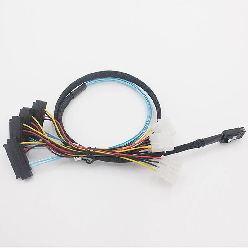 Mini Sas Hd Sff-8643 до 4Xsas 29 Pin Female (Sff-8482) Разъемы с Sata power Molex КАБЕЛЬ 1 м | Электроника