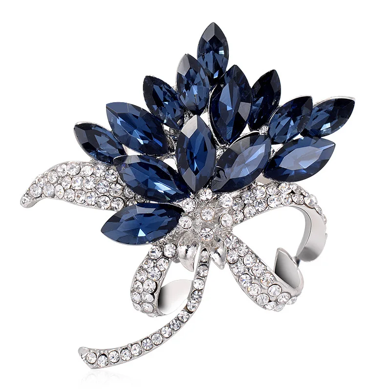 

Fashion ink blue water drill flower Bauhinia Brooch alloy fashion dress Brooch