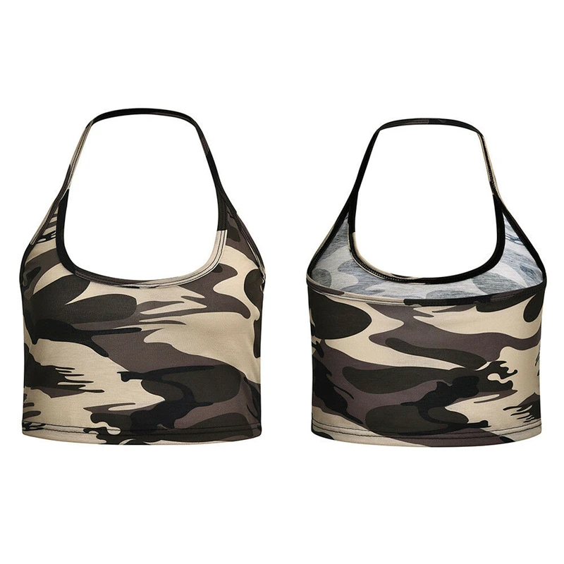 Женский укороченный топ Camo сексуальный Повседневный Топ без рукавов на