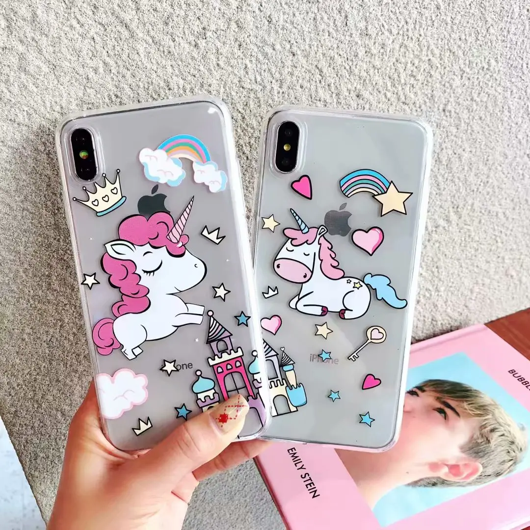 3CPizai прозрачный телефон с единорогом чехол для iPhone Xs Max XR X 8 7 6s Plus мягкие забавные
