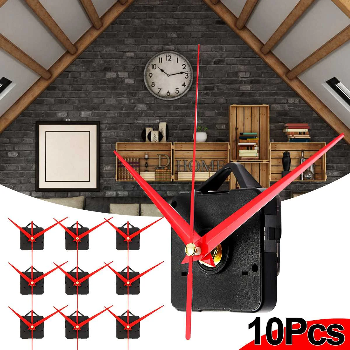 10 шт 5 Красные Руки DIY Кварцевые черные настенные часы механизм запчасти комплект