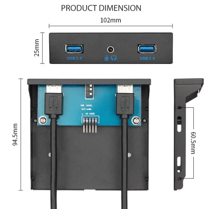 USB3.0 20Pin x 2 + Audio Earphone Interface Desktop Computer Floppy Drive Panel |