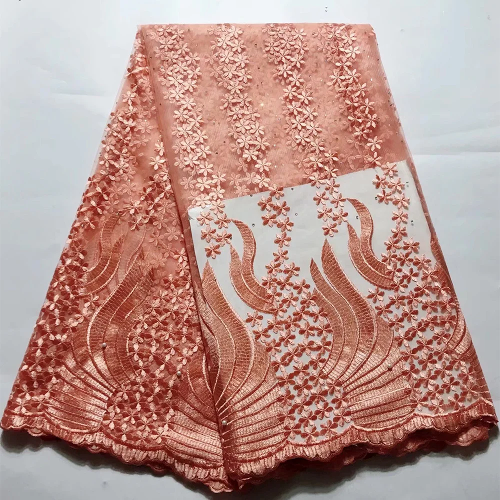 White fabrics for wedding high quality african tulle lace fabric nigerian light blue peach rose red faabric | Дом и сад