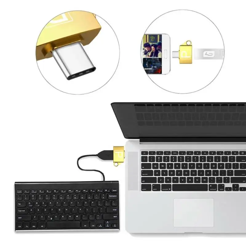 Маленькое кольцо для ключей Тип металлический корпус USB2.0 женский C Male Порты и