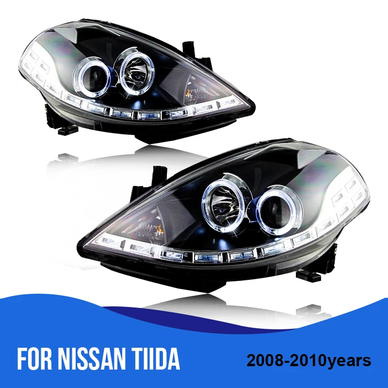 Roadot стайлинга автомобилей фары чехол для Nissan Tiida 2008 2010 DRL H7 D2H Hid вариант Ангел глаз