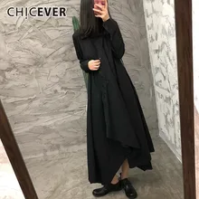Женское платье с длинным рукавом высокой талией и асимметричным