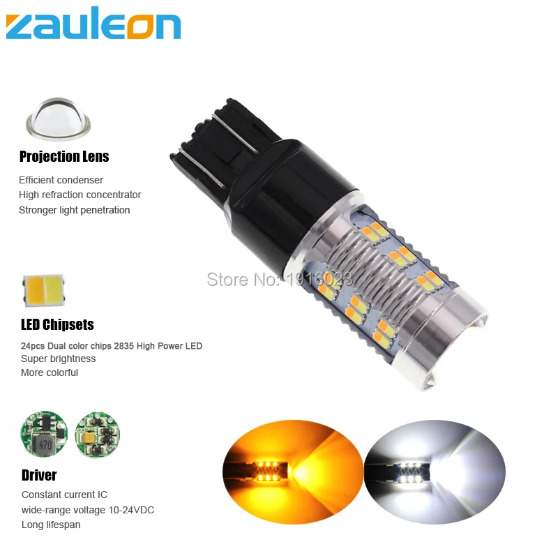 Zauleon 2pcs New Dual chips Color 7443 Switchback LED Bulb for Driving Light Turn Signal Lamp | Автомобили и мотоциклы