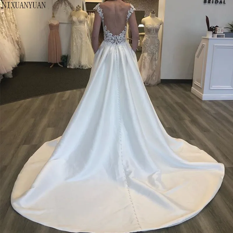 Свадебные платья А с высоким воротом короткое Кепки Appliques 2021 Новый Vestido De Novia