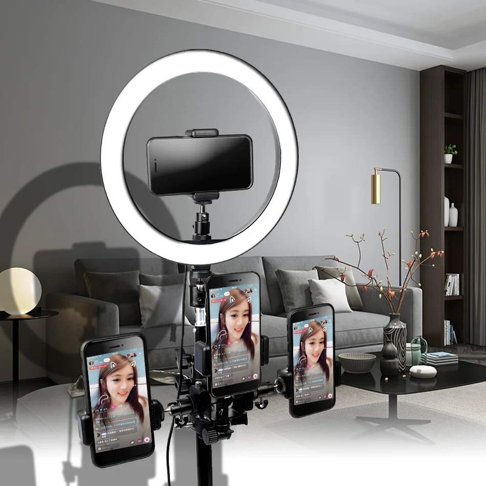 Кольцевой светодиодный светильник для селфи лампа 26 см со штативом съемки фото и