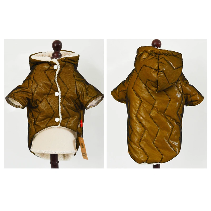 Winter Dog Clothes Luxury Coat For Small Dogs Warm Windproof Pet Parka Fleece Lined Puppy Jacket 10A | Дом и сад